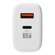 Phone charger VEGER USB A + Typ C PD QC3.0 3,25A 65W + cable USB C to USB C TR67 white