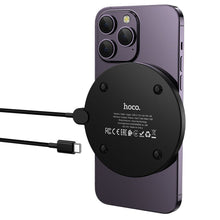Заредете изображение във визуализатора на галерията – Wireless charger Hoco CW62 15W with cable USB C and digital display black
