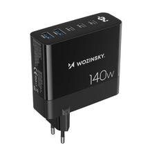 Заредете изображение във визуализатора на галерията – Wozinsky CGWCB 140W GaN wall charger 3 x USB-C / 2 x USB-A - black
