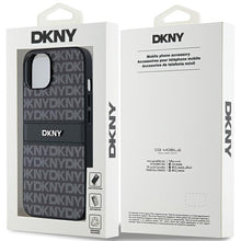 Заредете изображение във визуализатора на галерията – Original Case DKNY hardcase Leather Mono Stripe &amp; Metal Logo DKHCP15SPRTHSLK for Iphone 15/14/13 black
