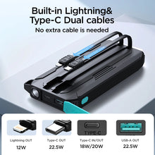Заредете изображение във визуализатора на галерията – Joyroom JR-L017 22.5W 10000mAh Powerbank with built-in USB-C / Lightning cables - black
