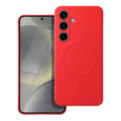 SILICONE MAG COVER case compatible with MagSafe for SAMSUNG S25 FE red