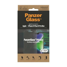 Заредете изображение във визуализатора на галерията – PanzerGlass Classic Fit Privacy Antibacterial Glass for iPhone 14 Plus/13 Pro Max
