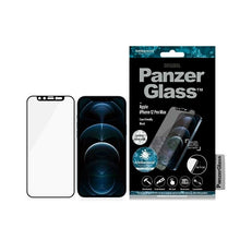 Заредете изображение във визуализатора на галерията – PanzerGlass E2E Microfracture Antibacterial Glass with Camera Cover with Swarovsky Crystal for iPhone 12 Pro Max - with Black Frame
