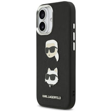 Заредете изображение във визуализатора на галерията – KARL LAGERFELD case for IPHONE 17 compatible with MagSafe KLHCP17SPSFDHPOK (FW Grained PU W/ K&amp;C Heads Pins &amp; Logo) black
