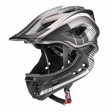 Заредете изображение във визуализатора на галерията – Rockbros TT-32SBTG-L children's bicycle helmet with removable chinbar, size L - gray
