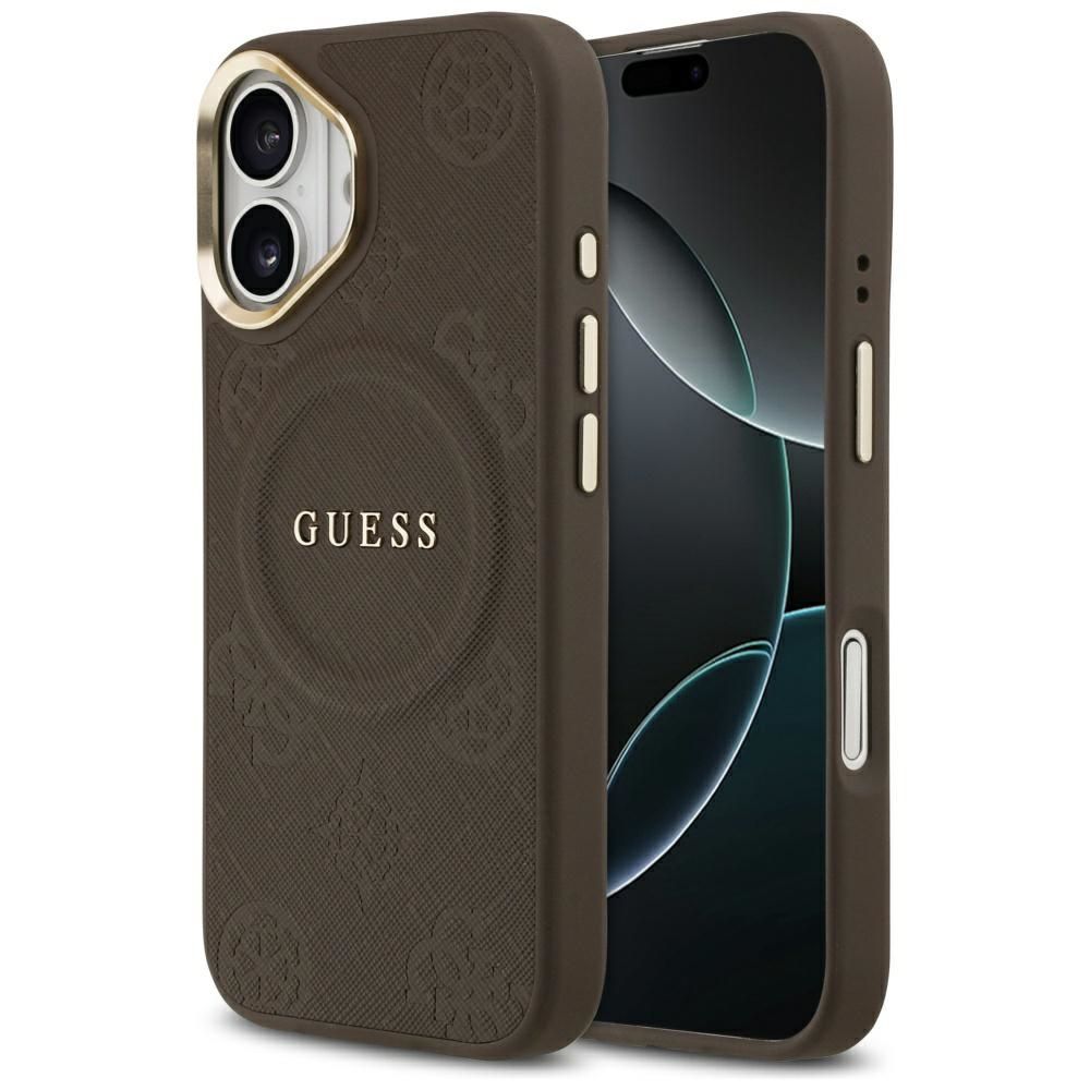 GUESS case for IPHONE 17 compatible with MagSafe GUHMP17SPSAMSECW (PU W/ Peony Hot Stamp) brown