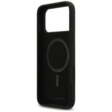 Заредете изображение във визуализатора на галерията – KARL LAGERFELD case for IPHONE 17 Pro Max compatible with MagSafe KLHMP17XSKCGRGOK (Silicone W/ K&amp;C Sketch &amp; Logo) black
