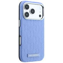 Заредете изображение във визуализатора на галерията – KARL LAGERFELD case for IPHONE 18 Pro Max/17 Pro max compatible with MagSafe (Mono Resin Logo) light blue
