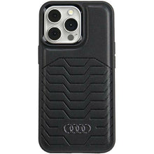 Заредете изображение във визуализатора на галерията – Audi Synthetic Leather case with MagSafe for iPhone 15 Pro - black
