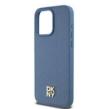 Заредете изображение във визуализатора на галерията – Original Case DKNY hardcase Leather Monogram Pattern Metal Logo MagSafe DKHMP15XPSHRPSB for Iphone 15 Pro Max blue
