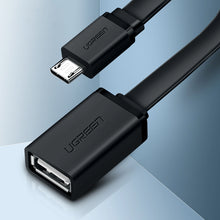 Заредете изображение във визуализатора на галерията – Ugreen US133 10396 micro USB (male) / USB-A (female) OTG cable flat 0.15m - black
