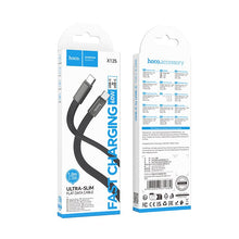 Заредете изображение във визуализатора на галерията – Flat Cable USB C to USB C Hoco 3A 60W 1 m X125 black
