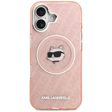 Заредете изображение във визуализатора на галерията – KARL LAGERFELD case for IPHONE 17 compatible with MagSafe KLHMP17SHMKBCHOP (IML Choupette Head Logo) pink
