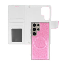 Заредете изображение във визуализатора на галерията – Liavec Glitter Magsafe Book Case for Samsung Galaxy S23 Plus pink
