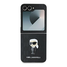 Заредете изображение във визуализатора на галерията – KARL LAGERFELD case for SAMSUNG Z Flip 6 KLHCZF6SAPKINPK (HC Saffiano Monogram Ikonik Pin) black
