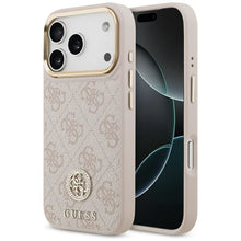 Заредете изображение във визуализатора на галерията – GUESS case for IPHONE 17 Pro compatible with MagSafe GUHMP17LP4GRMDEP (PU W/ 4G Strass Logo) pink

