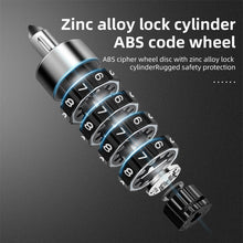 Заредете изображение във визуализатора на галерията – Rockbros 3230002001 bicycle lock with combination and key - black
