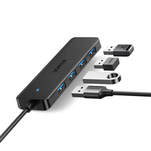 Заредете изображение във визуализатора на галерията – Ugreen CM219 HUB with 4 USB-A 3.0 ports and USB-A 3.0 cable - black
