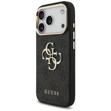 Заредете изображение във визуализатора на галерията – GUESS case for IPHONE 18 Pro / 17 Pro GUE005483 (PU W/ Big 4G Classic Logo) black gold
