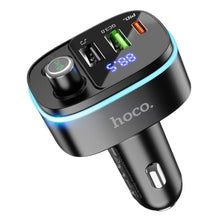 Заредете изображение във визуализатора на галерията – HOCO transmiter FM Bluetooth + 2xUSB + Typ C PD20W + QC3.0 Fast E62 black
