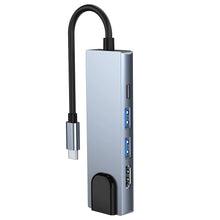 Заредете изображение във визуализатора на галерията – HUB Tech-Protect V3 5in1 USB-C - USB-A 3.0 / USB-A 2.0 / USB-C / HDMI / RJ45 - gray
