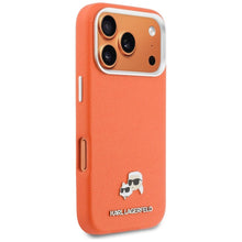 Заредете изображение във визуализатора на галерията – KARL LAGERFELD case for IPHONE 17 Pro compatible with MagSafe KLHMP17L6PFKCLO ( PU FW W/ K&amp;C Head Pin) orange
