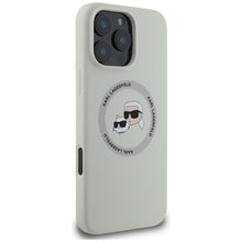 Заредете изображение във визуализатора на галерията – KARL LAGERFELD case for IPHONE 16 Pro compatible with MagSafe KLHMP16LSKCHTCE (Silicone KC Heads) beige
