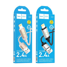 Заредете изображение във визуализатора на галерията – Cable USB A to Lightning Hoco 2,4A 1 m X117 gold
