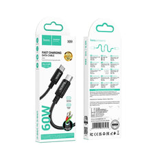 Заредете изображение във визуализатора на галерията – Cable USB C to USB C Hoco 3A 60W 2 m X89 black
