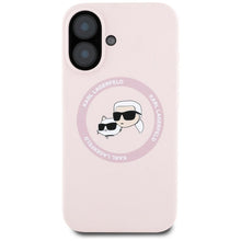 Заредете изображение във визуализатора на галерията – KARL LAGERFELD case for IPHONE 16 compatible with MagSafe KLHMP16SSKCHTCP (Silicone KC Heads) pink
