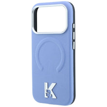 Заредете изображение във визуализатора на галерията – KARL LAGERFELD case for IPHONE 18 Pro/17 Pro compatible with MagSafe (Grained Embossed Ring &amp; Kameo Logo) light blue
