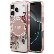 Заредете изображение във визуализатора на галерията – GUESS case for IPHONE 17 Pro Max compatible with MagSafe GUHMP17XHFWBDCEP (IML Flower &amp; Tonal Circle) pink
