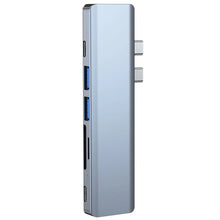 Заредете изображение във визуализатора на галерията – HUB Tech-Protect V5 7in1 2x USB-C - USB-A 3.0 / USB-A 2.0 / 2x USB-C / HDMI / micro SD / TF / SD card reader - gray
