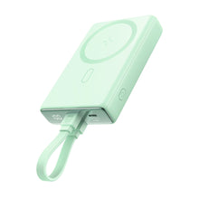 Заредете изображение във визуализатора на галерията – Powerbank Joyroom JR-PBM01 magnetic 10000mAh 20W with stand + Lightning cable - USB-C - green
