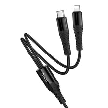 Заредете изображение във визуализатора на галерията – Cable 2in1 USB C to USB C+Lightnig Hoco 1 m X123 black
