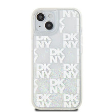 Заредете изображение във визуализатора на галерията – DKNY case for IPHONE 15 DKHCP15SLCPEPT (DKNY HC Liquid Glitters W/Checkered Pattern) white

