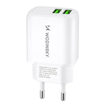 Заредете изображение във визуализатора на галерията – Wozinsky CUWCW 2.4A 2 x USB-A wall charger - white

