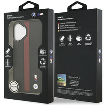 Заредете изображение във визуализатора на галерията – BMW case for IPHONE 17 compatible with MagSafe BMHMP17S25PCPSKR (PU Perfotated Stripe Logo) red
