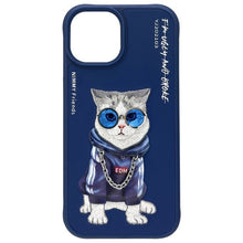 Заредете изображение във визуализатора на галерията – NIMMY case GLASSES COOL CAT for IPHONE 15 blue
