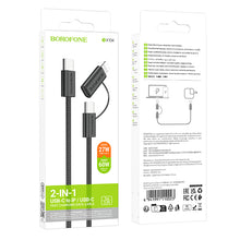 Заредете изображение във визуализатора на галерията – Borofone Cable BX104 Primo - Type C to Type C + Lightning - 60W 3A 1 metre black
