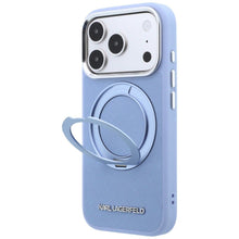 Заредете изображение във визуализатора на галерията – KARL LAGERFELD case for IPHONE 18 Pro Max/17 Pro Max compatible with MagSafe (Saffiano Classic Logo) light blue
