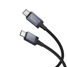 Заредете изображение във визуализатора на галерията – Cable USB C to USB C Hoco 3A 60W with display 1 m X118 black
