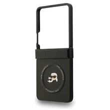 Заредете изображение във визуализатора на галерията – KARL LAGERFELD case for SAMSUNG Z Flip7 compatible with MagSafe KLHMZF7PSMLRKCK (PU K&amp;C PINS) black
