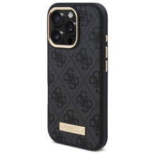 Заредете изображение във визуализатора на галерията – GUESS case for IPHONE 16 Pro Max compatible with MagSafe GUHMP16XU4GPRK (PU 4G Logo Plate) black
