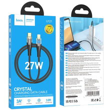 Заредете изображение във визуализатора на галерията – HOCO cable Type C to Lightning PD 27W U121 1,2 m black transparent

