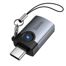 Заредете изображение във визуализатора на галерията – Adapter OTG USB C to USB A Hoco 3A UA46C gray
