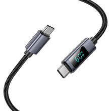 Заредете изображение във визуализатора на галерията – HOCO cable Type C to Type C with display 3A 60W X112 1 m black
