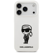 Заредете изображение във визуализатора на галерията – KARL LAGERFELD case for IPHONE 17 Pro compatible with MagSafe KLHMP17LSKIGROH (Silicone W/ KL Sketch &amp; Logo) white
