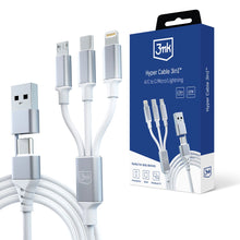 Заредете изображение във визуализатора на галерията – 3mk Hyper Cable 3in1 USB-A - USB-C / USB-C - micro USB - Lightning 1.5m - white
